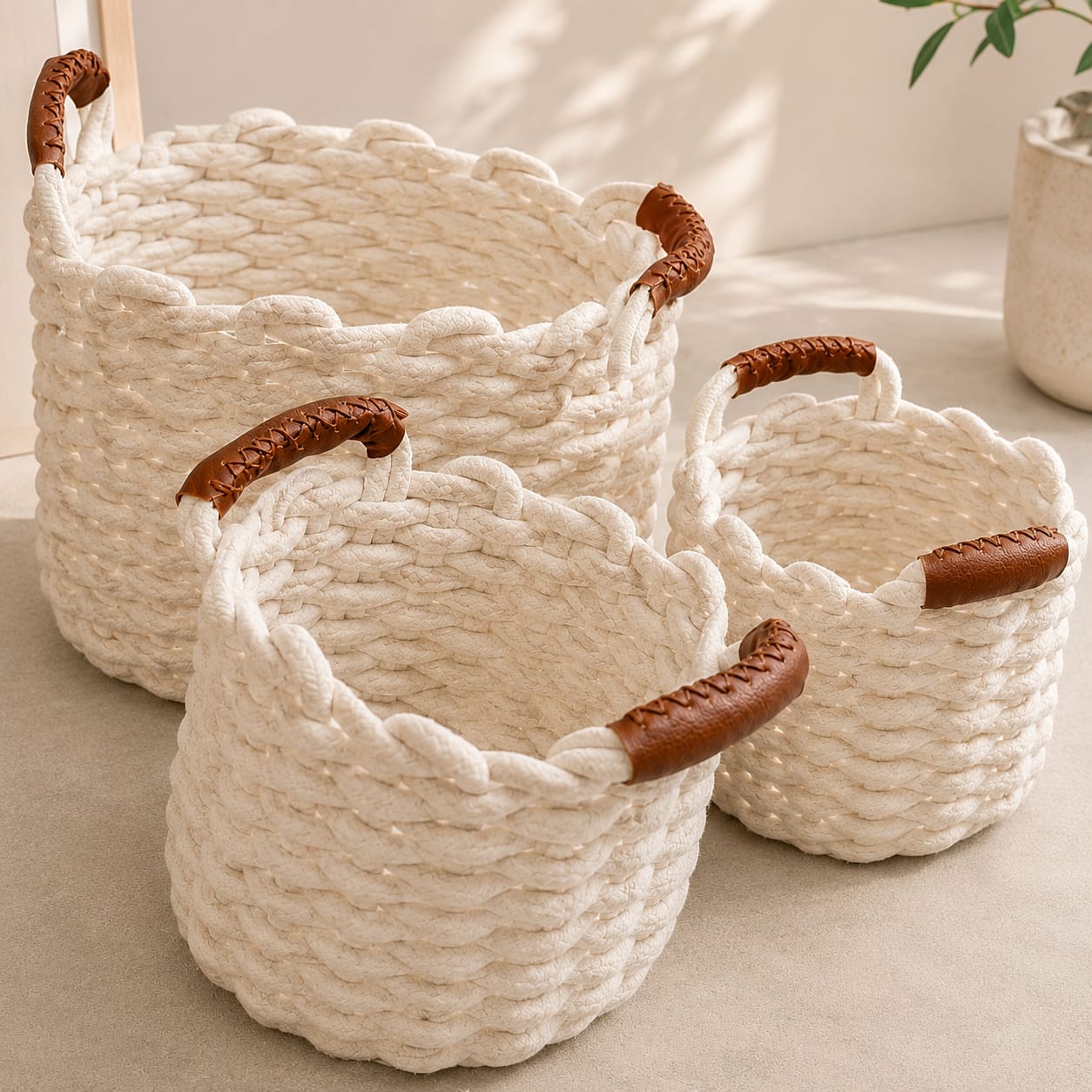 Set de 3 canastos de algodón trenzado Velmora